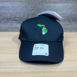Nike Hat Cap Strap Back Black Michigan Golf Golfing Dri Fit Adjustable NWT